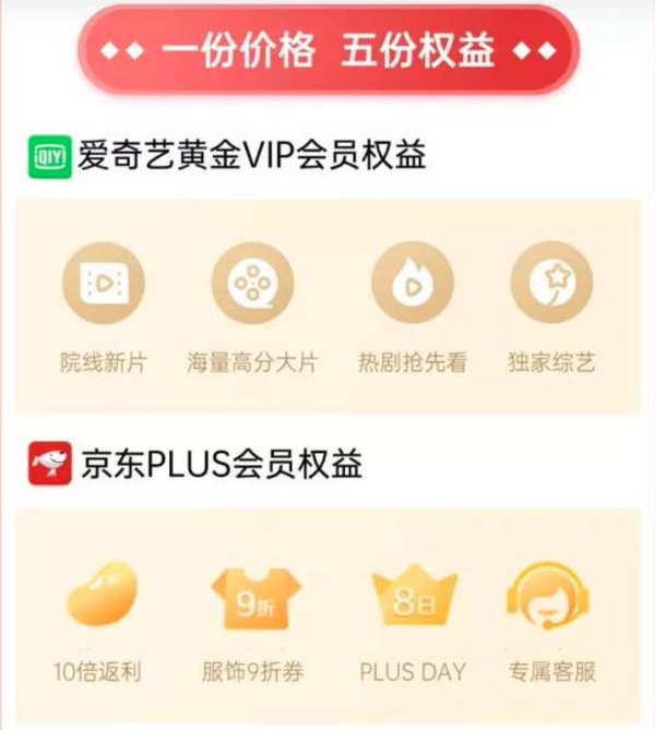 爱奇艺联合会员 买 1 得5