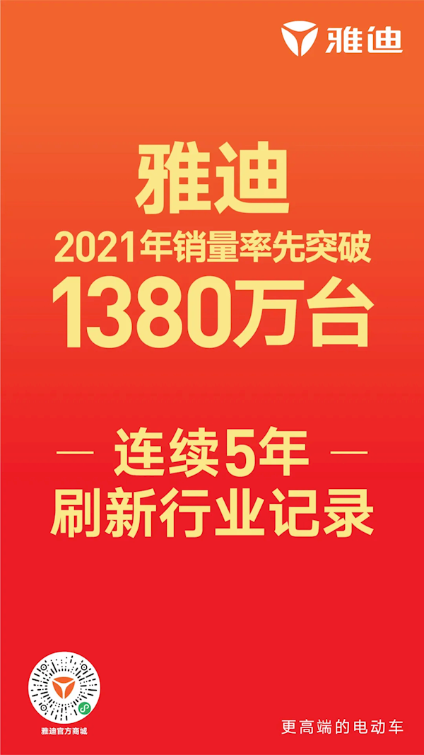 创行业纪录 雅迪全球销量破1380万台