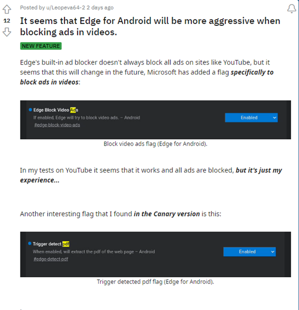 Edge浏览器安卓版测试新功能：干掉视频贴片广告