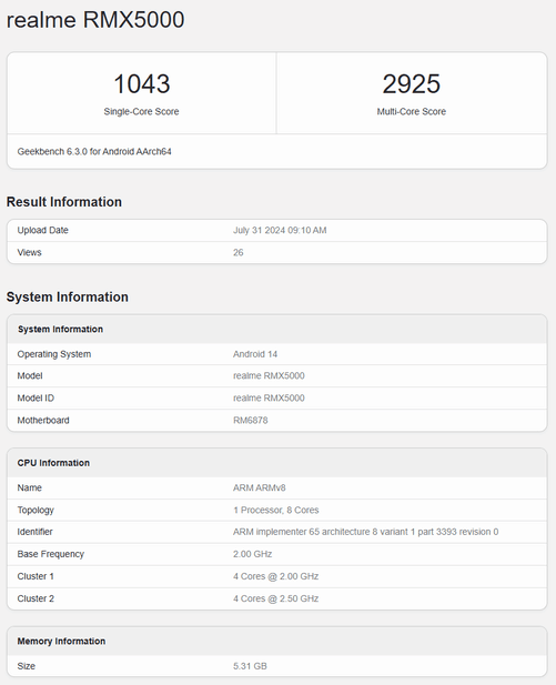 realme 真我 13   手机现身跑分平台，预计搭载天玑 7300 系列处理器-第1张-资讯-土特城网