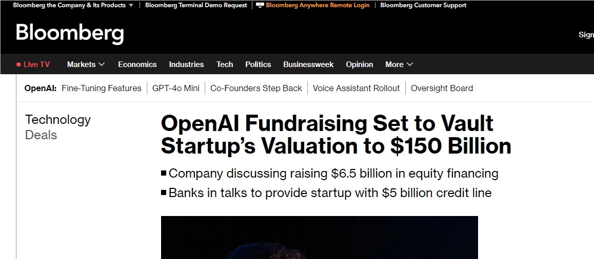 OpenAI Plans to Raise $6.5 Billion, Valuation Soars to $150 Billion