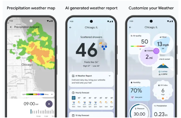 ​谷歌推出 AI 天气应用，老款 Pixel 手机用户也能体验新功能！