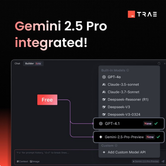 Trae Integrates Gemini 2.5 Pro Preview: A New Breakthrough in Web Application Development