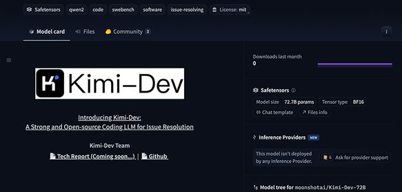 ​月之暗面发布全新开源模型 Kimi-Dev-72B，打破编程基准记录