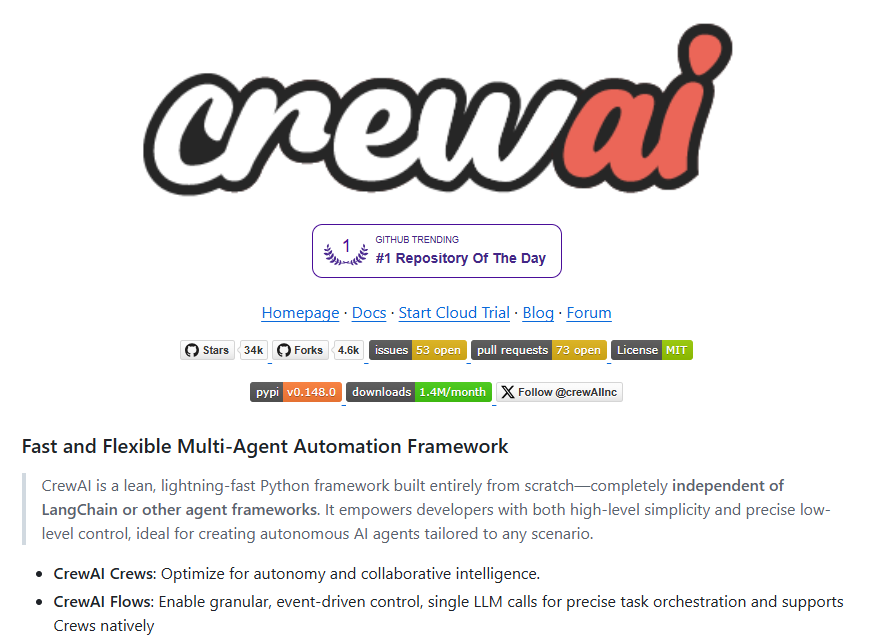 GitHub Receives 34,000 Stars! Open Source AI Collaboration Agent CrewAI Leads the Developer Trend
