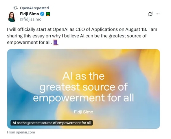 Fidji Simo wird Chef der neuen Abteilung bei OpenAI und zeigt das Potenzial, mit dem KI das Leben verändert