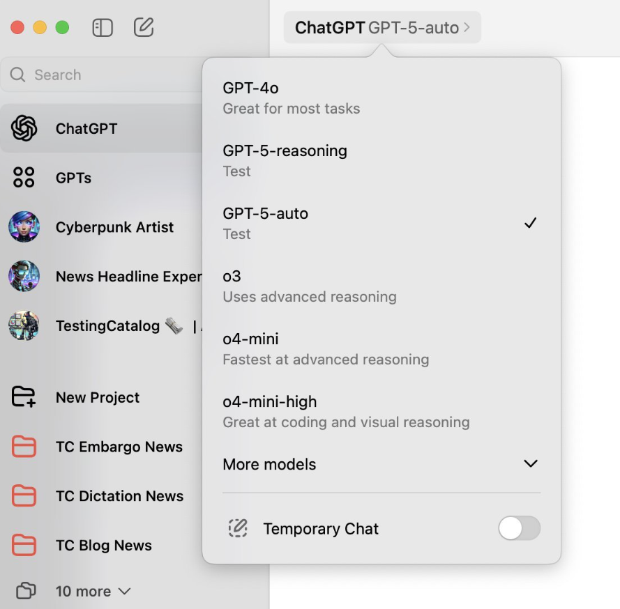 ¡GPT-5 está cada vez más cerca! GPT-5-Auto y GPT-5-Reasoning aparecen en el cliente de Mac